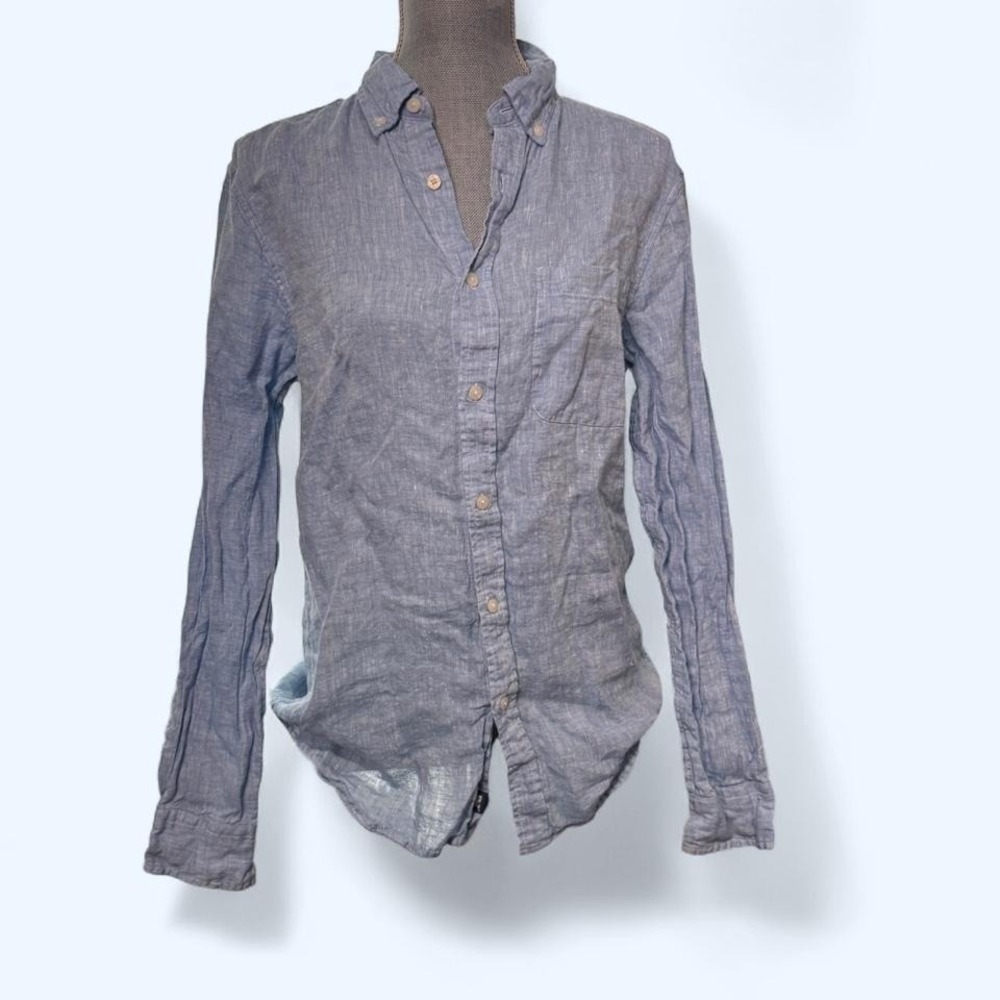 Vineyard Vines 100% Linen Button Front Shirt Light Blue Coastal Grandma Sz S - Picture 4 of 8